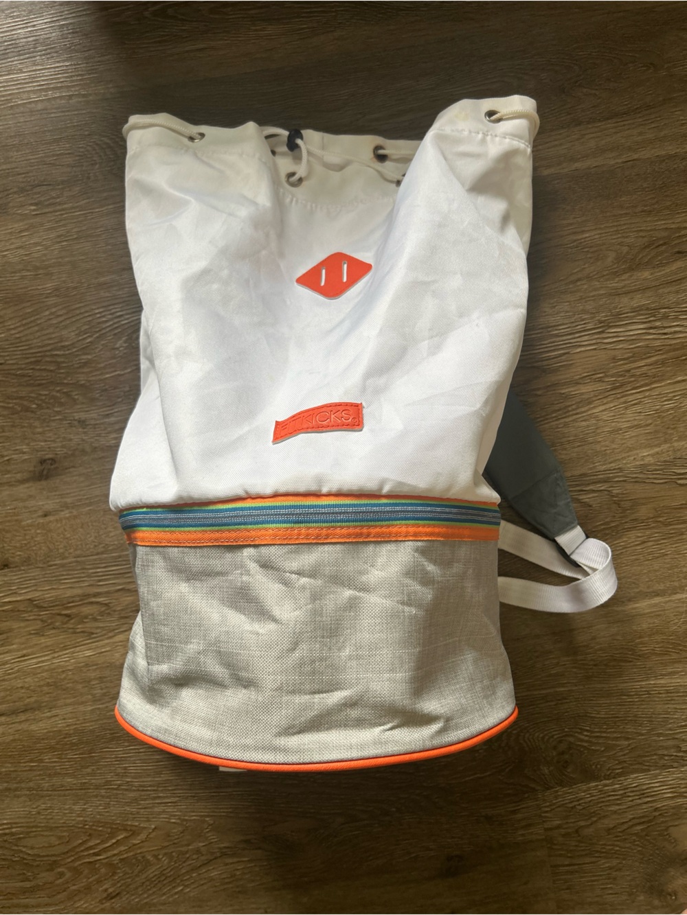 FITKICKS White Canvas Backpack with Orange Trim
